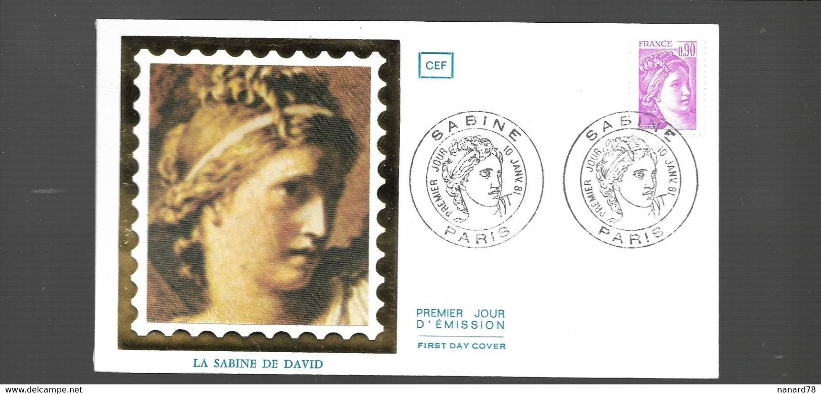 Enveloppe 1er Jour La Sabine De David Du 10.01.1981  à Paris YT N°  2120 - 1980-1989