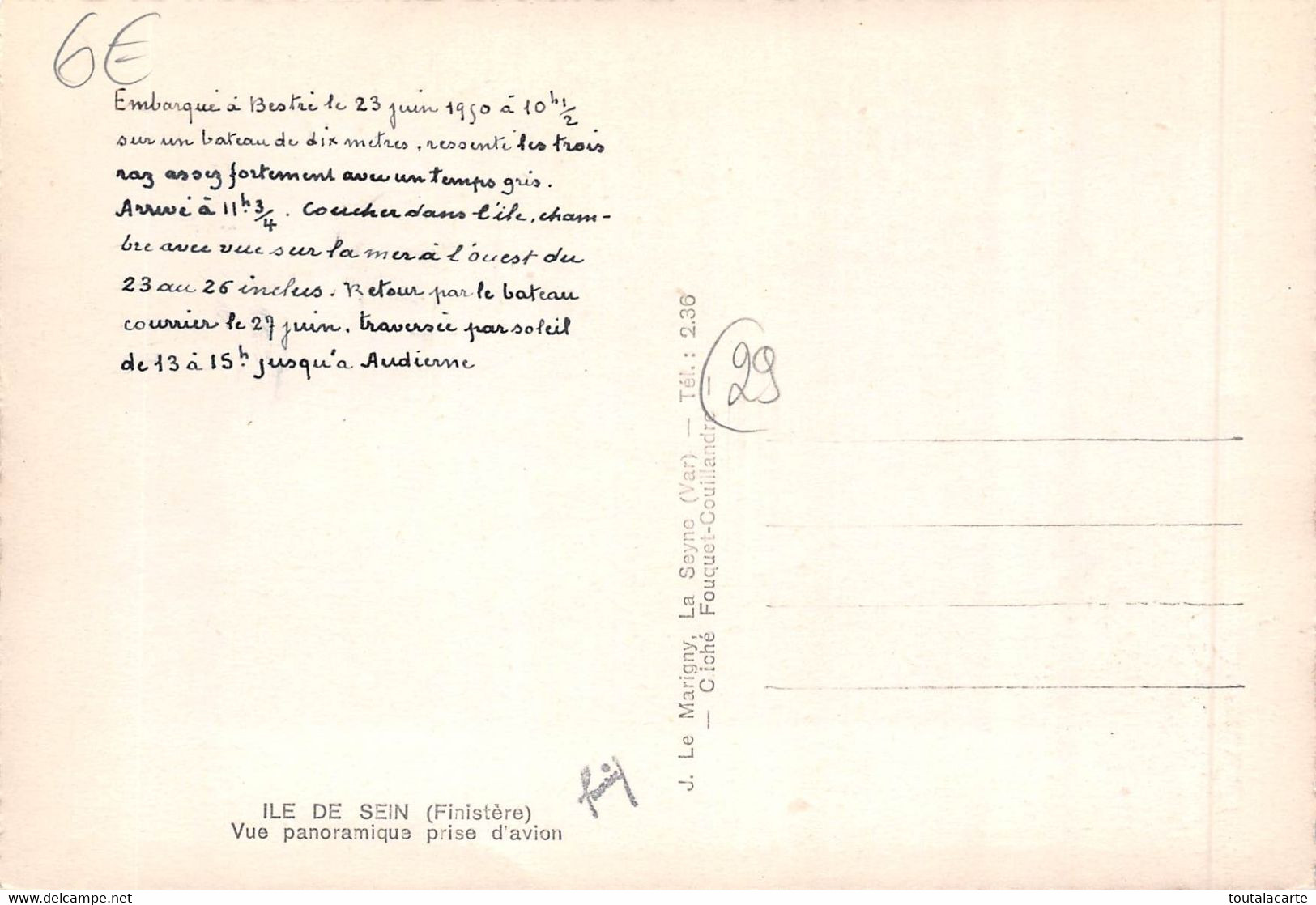 CPSM 29 ILE DE SEIN VUE PANORAMIQUE PRISE D'AVION   1950 - Ile De Sein