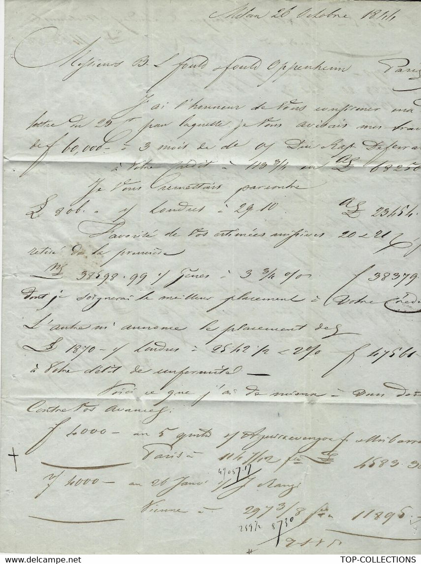 1844 Italie JUDAICA NEGOCE BANQUE FINANCE INTERNATIONALE 1844 FOULD OPPENHEIM PARIS - Historische Documenten