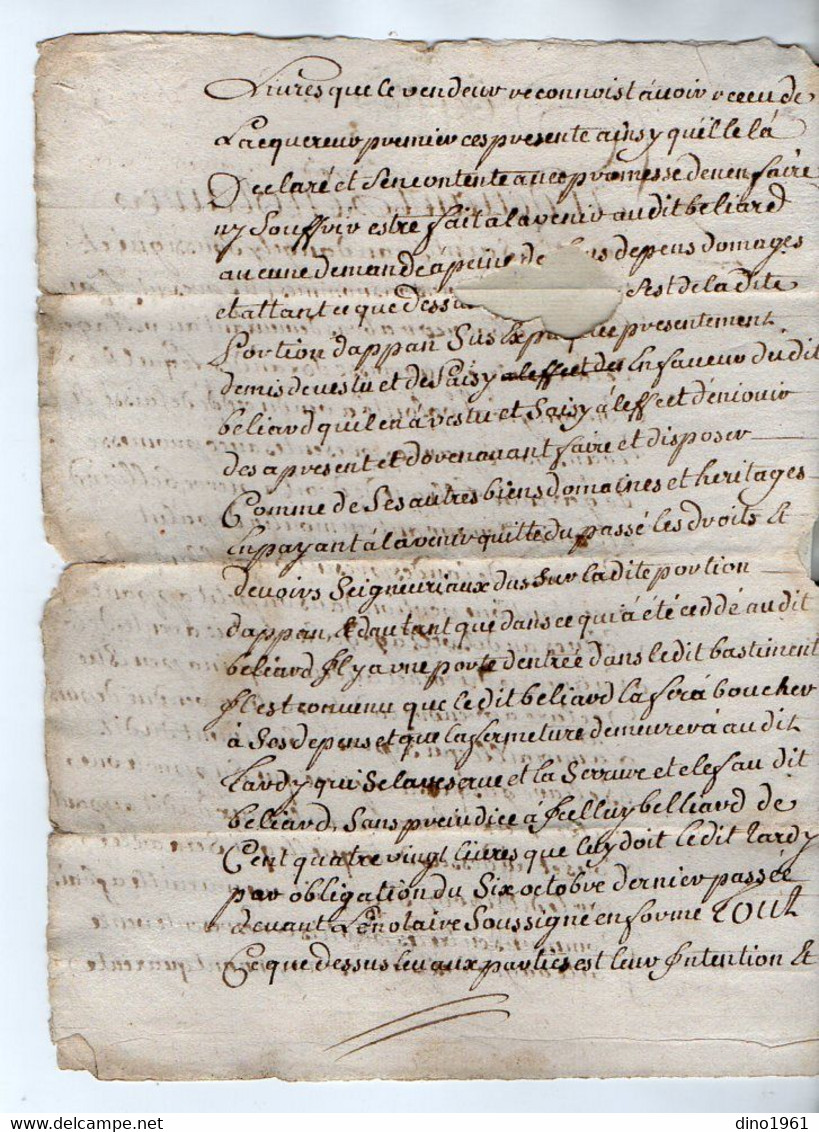 VP19.302 - LA ROCHELLE X SAINT JEAN D'ANGELY - Acte De 1749 Concernant Mr P. BILLARD Au Moulin Pallut à LANDES - Timbri Generalità