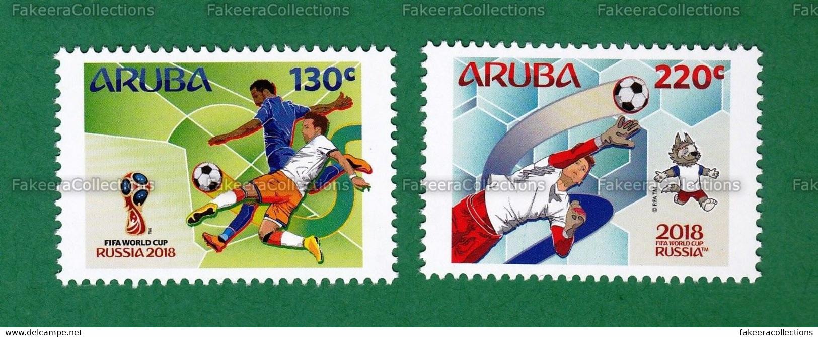 ARUBA 2018 - FIFA WORLD CUP : RUSSIA 2v MNH ** - Soccer, Football, Mascot, Players, Sports, Sport - As Scan - 2018 – Russia