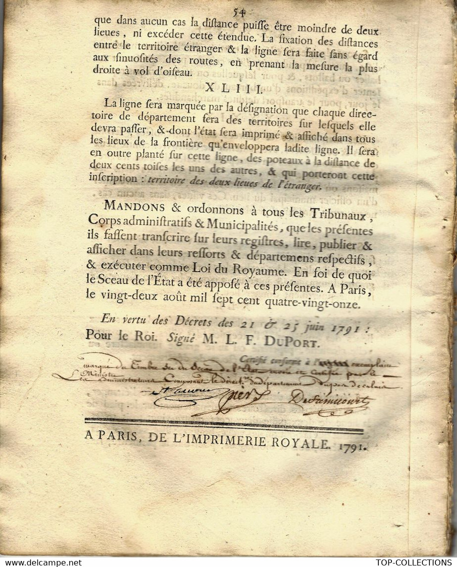 1791 RÉVOLUTION COMMERCE AVEC L'ETRANGER ORGANISATION De La DOUANE ET DES TARIFS DOUANIERS VOIR SCANS+HISTORIQUE - Historische Dokumente