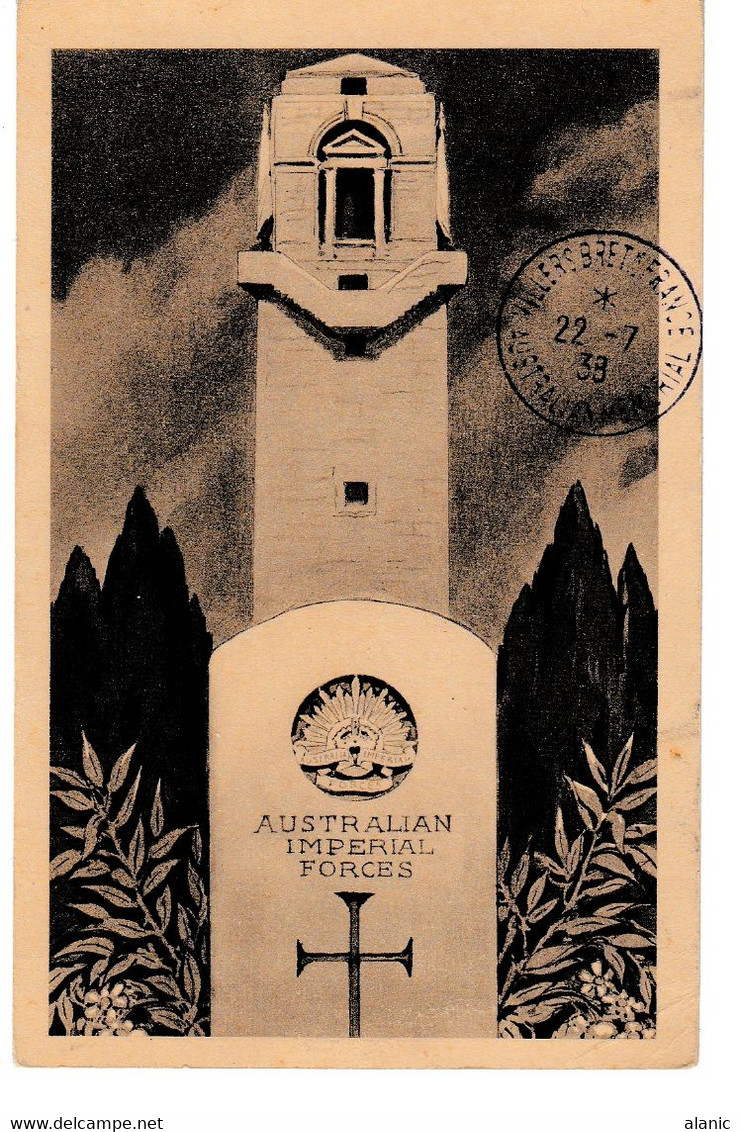 INAUGURATION DU MONUMENT AUSTRALIEN"  Du 22/07/38 Sur Entier 39 1 Fr  CIRCULE - Standard Postcards & Stamped On Demand (before 1995)