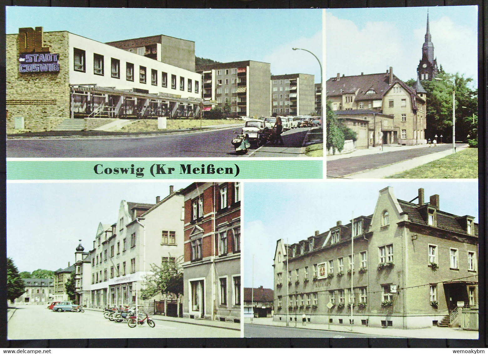 DDR: AK Von Coswig (Sa.) Mit 4 Ansichten: F. Engels-Platz, Straße Der Befreiung, Rathaus, Bahnhofstraße Postfrisch - Coswig