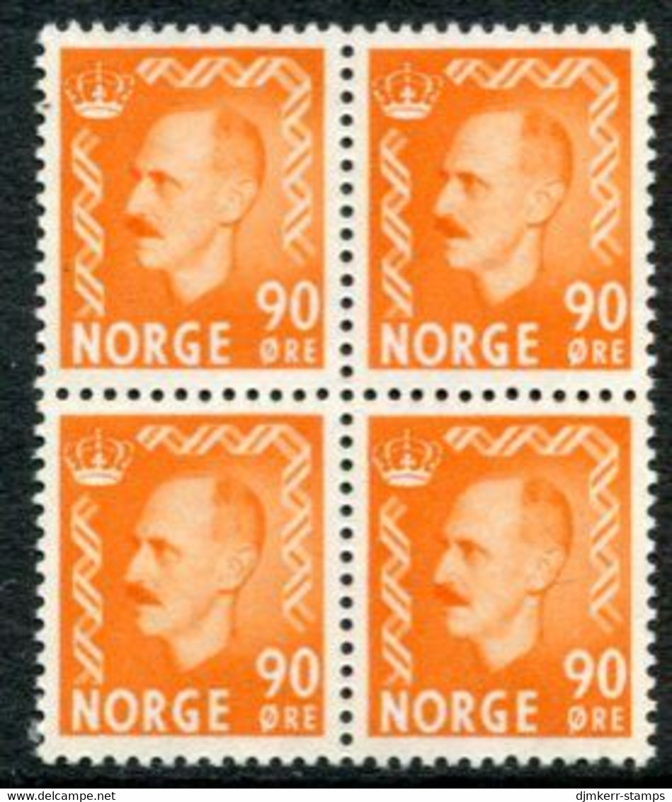 NORWAY 1955 Definitive: King Haakon VII 90 Øre Block Of 4 MNH / **.  Michel 401 - Nuevos