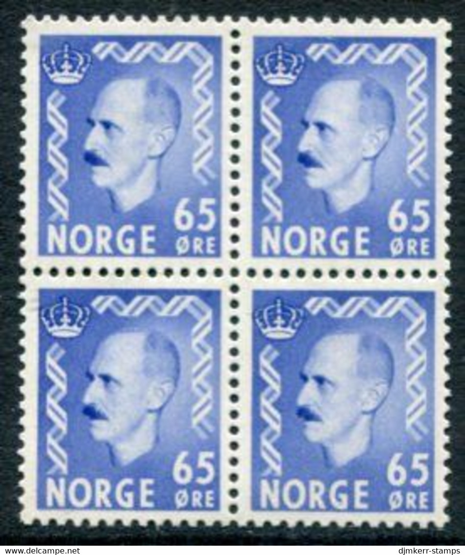 NORWAY 195 Definitive: King Haakon VII 65  Øre Block Of 4 MNH / **.  Michel 399 - Unused Stamps