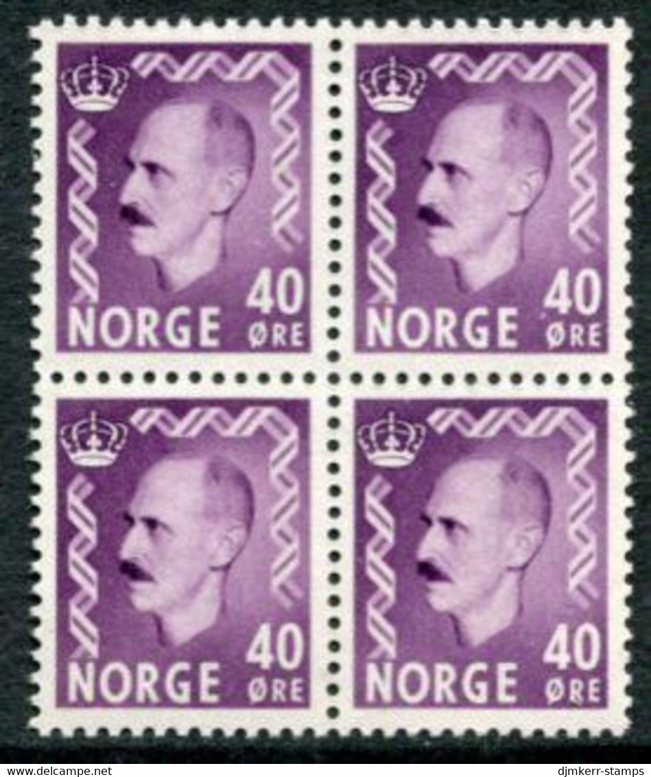 NORWAY 1955 Definitive: King Haakon VII 40 Øre Block Of 4  MNH / **.  Michel 398 - Neufs