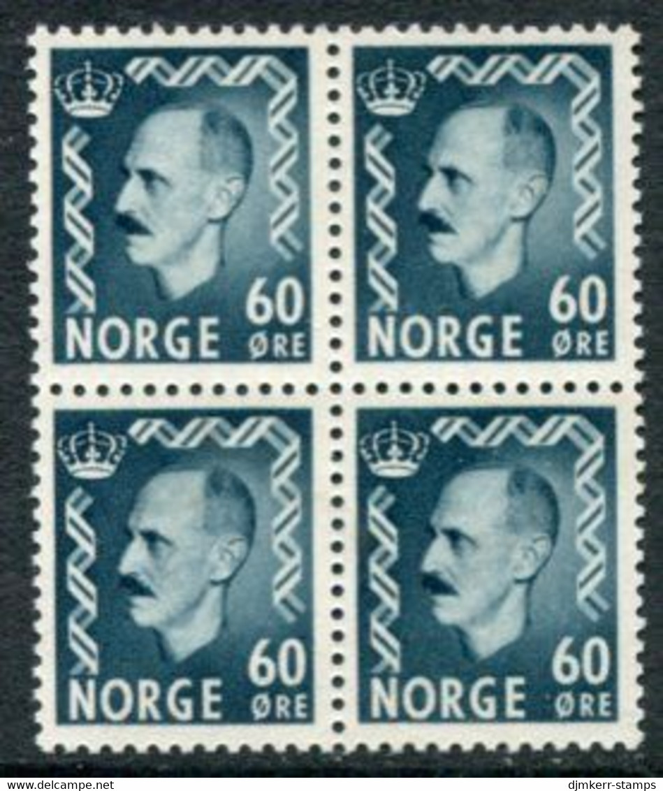 NORWAY 1951 Definitive: King Haakon VII 60 Øre Block Of 4  MNH / **.  Michel 367 - Nuevos