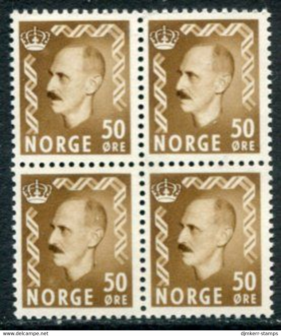 NORWAY 1951 Definitive: King Haakon VII 50 Øre Block Of 4  MNH / **.  Michel 364 - Ungebraucht