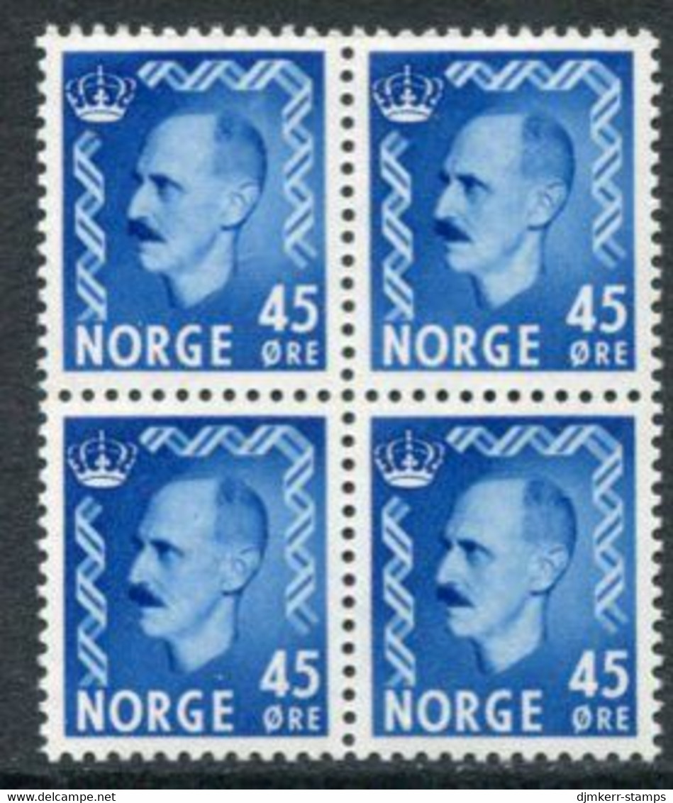 NORWAY 1951 Definitive: King Haakon VII 45 Øre Block Of 4  MNH / **.  Michel 363 - Nuevos