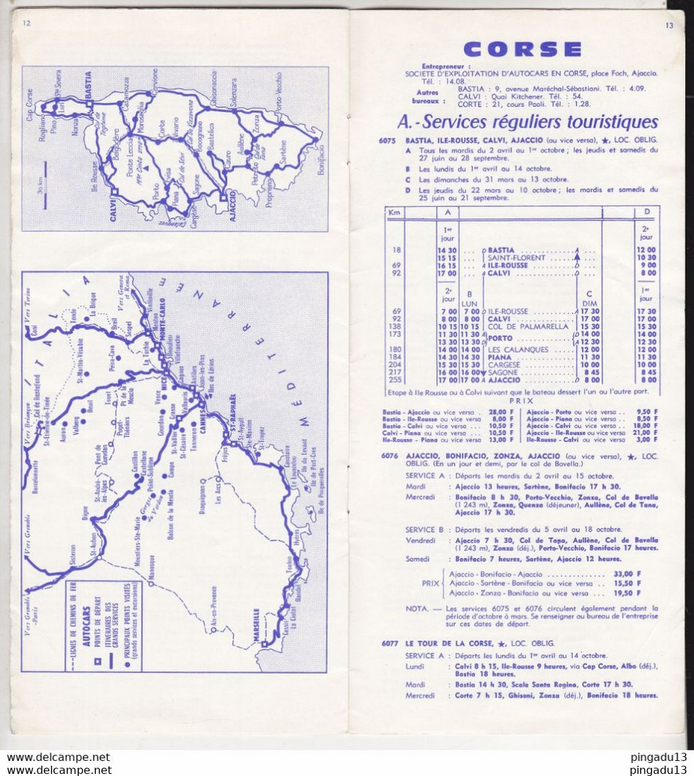 Au Plus Rapide SNCF Chemins De Fer Français Côte D'Azur Corse été 1963 - Europa