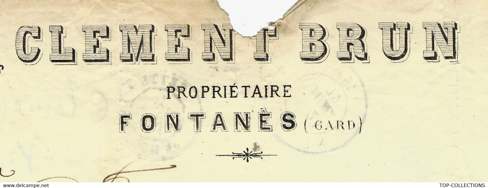 RELIGION UNE FAMILLE DE QUAKERS Dans Le Gard LETTRE ENTETE CLEMENT BRUN VINS à Fontanes (Gard) > Chateaudun VOIR - Historische Dokumente