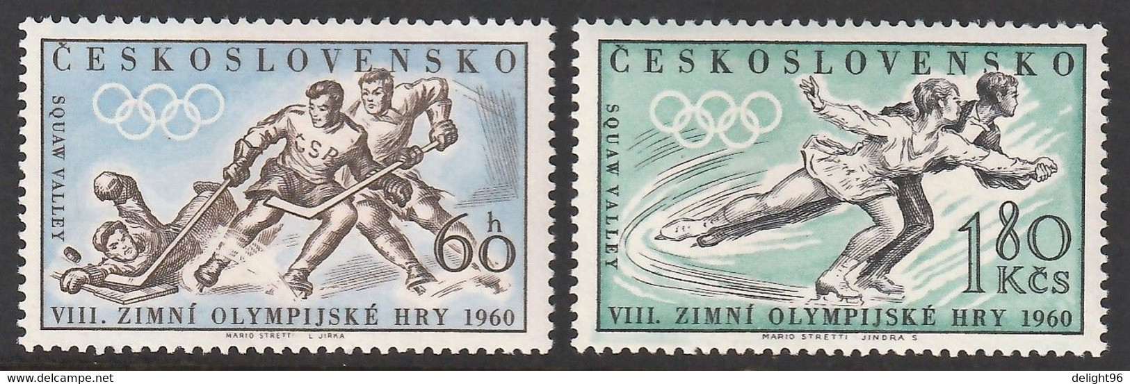 1960 Czechoslovakia Winter Olympic Games In Squaw Valley: Ice Hockey, Figure Skating Set (** / MNH / UMM) - Inverno1960: Squaw Valley