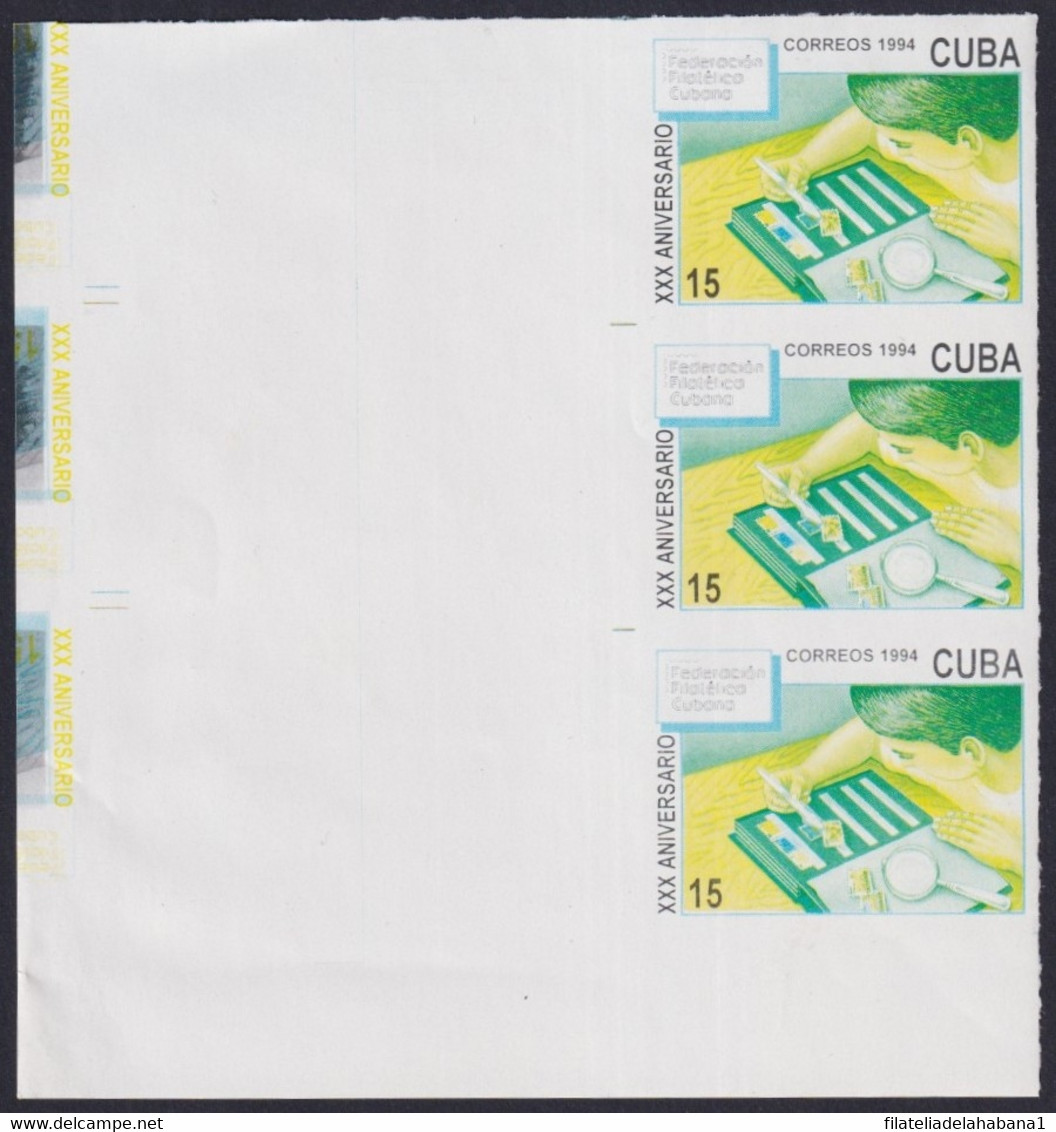 1994.322 CUBA 1994 MNH PHILATELIC FEDERATION IMPERFORATED PROOF WITHOUT COLOR. - Sin Dentar, Pruebas De Impresión Y Variedades