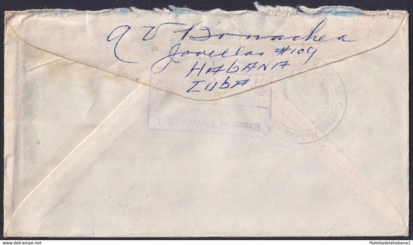 1963-H-21 CUBA 1963 1-3-9c SPACE COSMOS REGISTERED COVER ESTACION UNIVERSIDAD HABANA TO ARGENTINA. - Covers & Documents