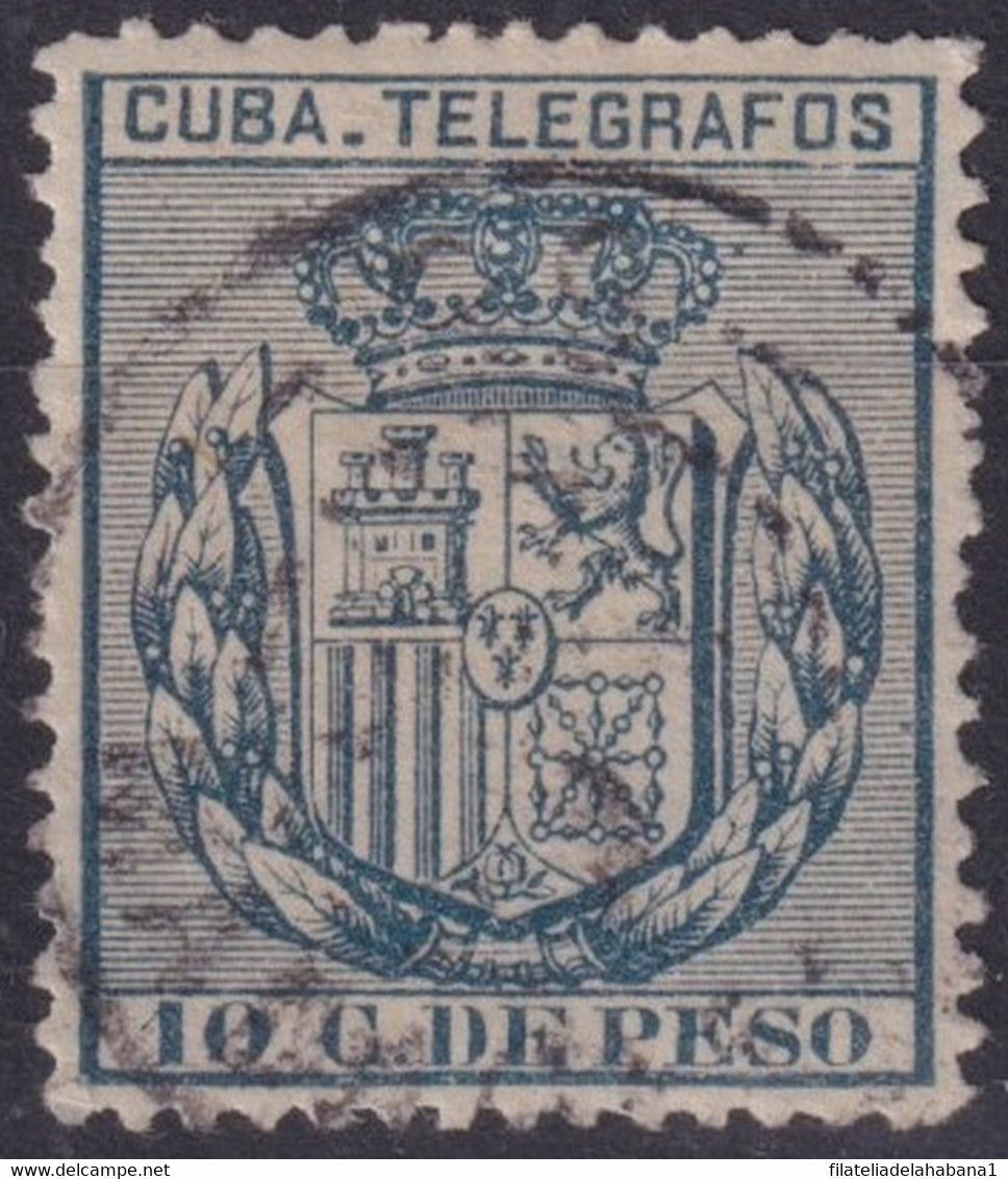 1896-276 CUBA ANTILLAS SPAIN TELEGRAPH TELEGRAFOS 1896 10c USED. - Prefilatelia