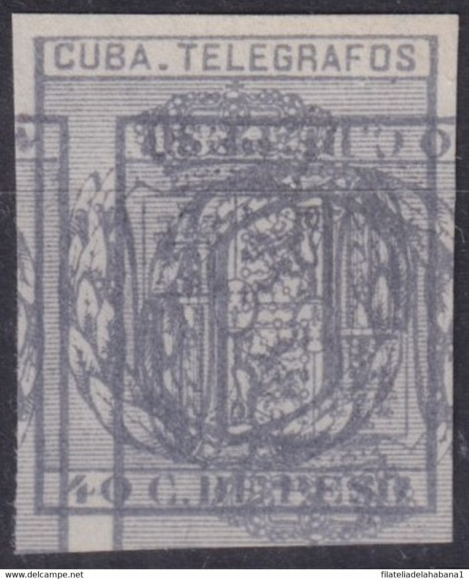 1882-5 CUBA ANTILLAS SPAIN TELEGRAPH TELEGRAFOS 1882 40c IMPERF PROOF MACULATURA. - Prefilatelia