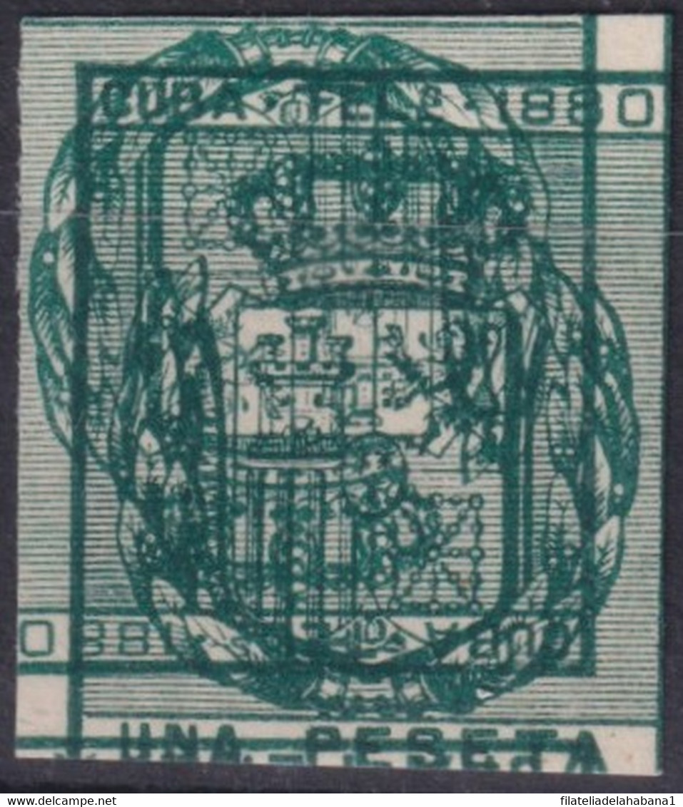 1880-176 CUBA ANTILLAS SPAIN TELEGRAPH TELEGRAFOS 1880 1 Ptas IMPERF PROOF MACULATURA. - Prefilatelia