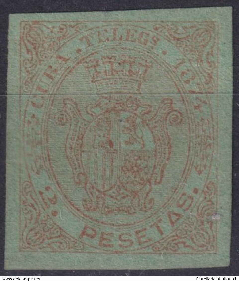 1874-91 CUBA ANTILLAS SPAIN TELEGRAPH TELEGRAFOS 1874 2 Ptas IMPERF COLOR PROOF - Prefilatelia