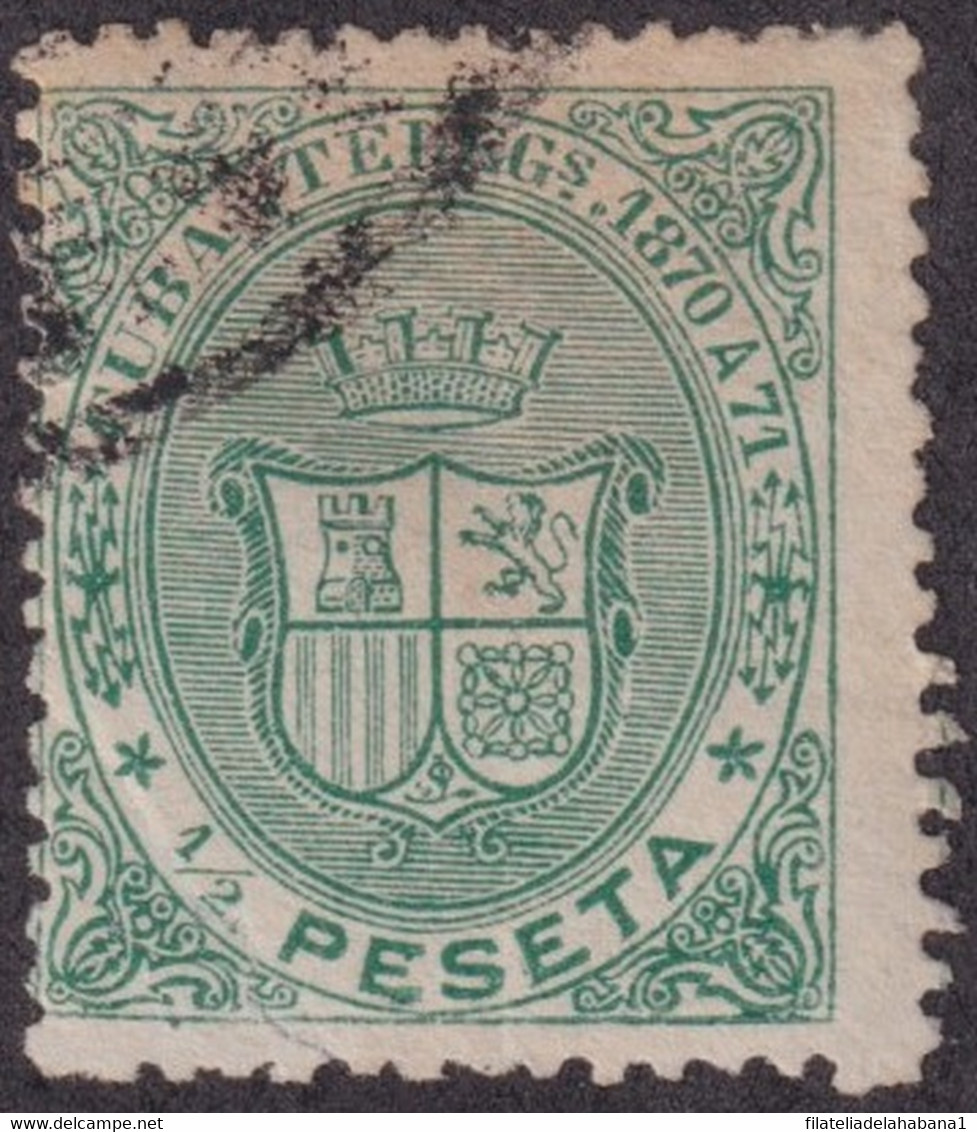1870-76 CUBA ANTILLAS SPAIN TELEGRAPH TELEGRAFOS 1870-71 ½ Pta USED NO REPORTED. - Prefilatelia