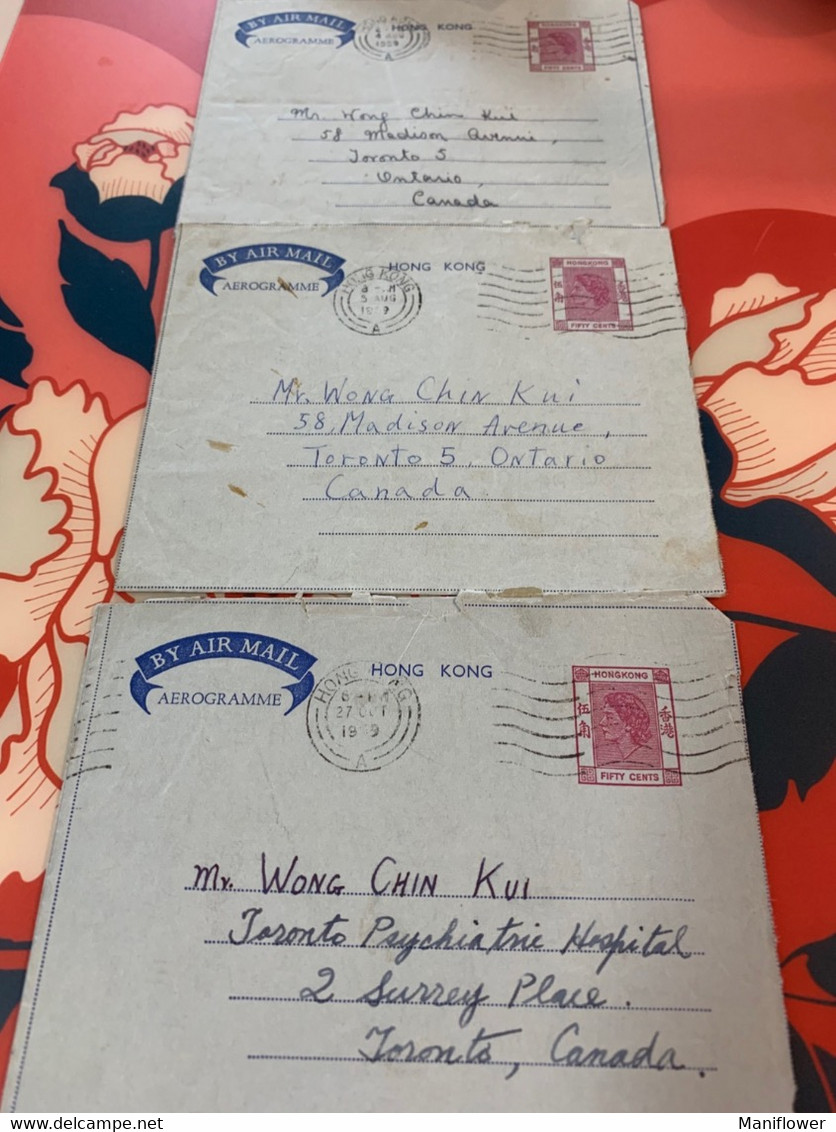 Aerogramme Postally Used 1959 X 3 Hong Kong Stamp - Cartas & Documentos