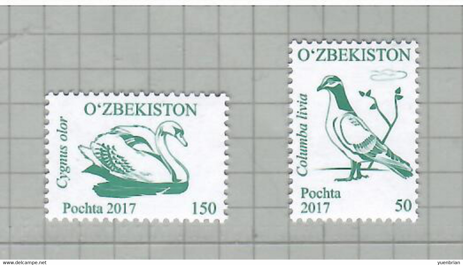 Uzbekistan 2017, Bird, Birds, 2v, MNH** - Cygnes