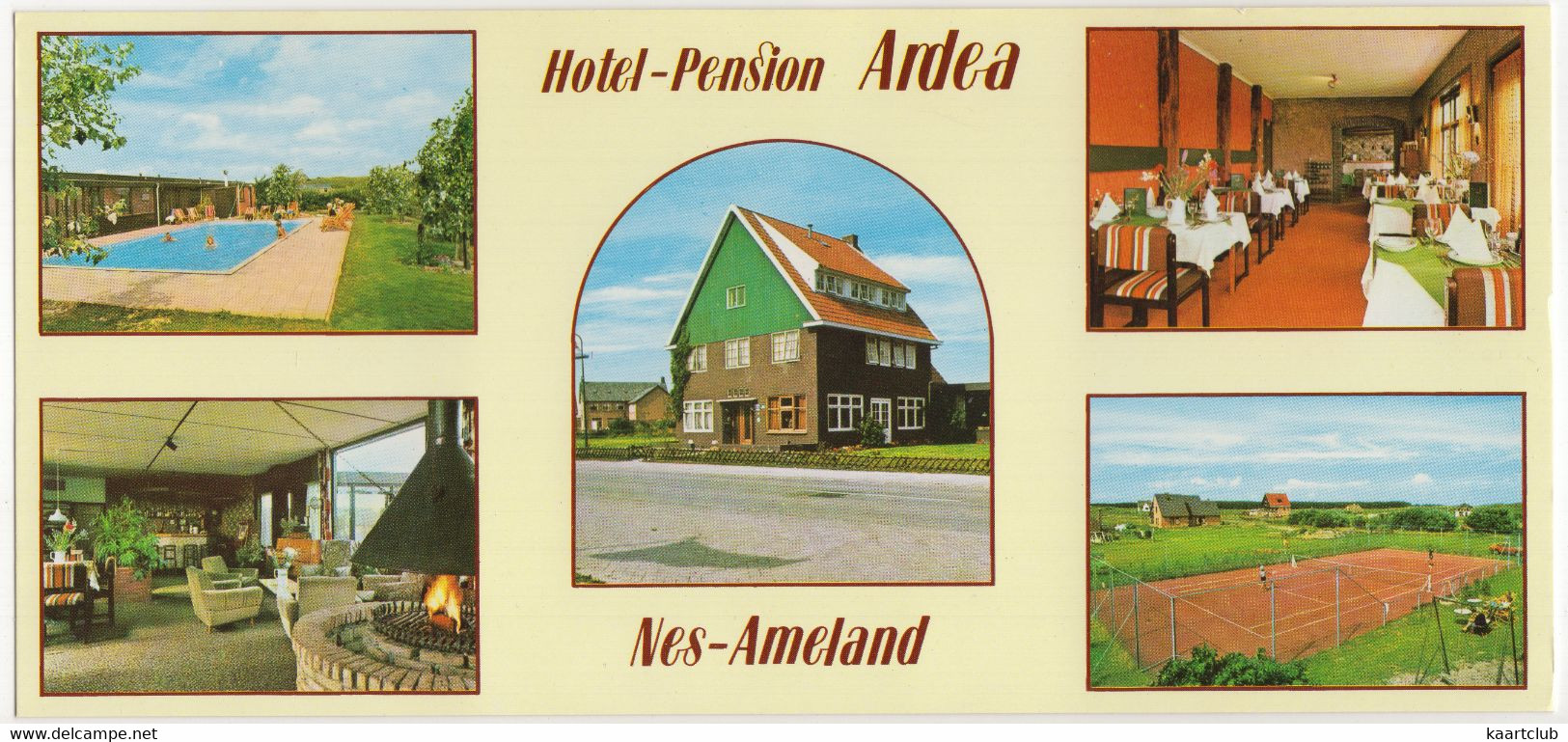 Nes - Hotel-Pension 'Ardea' - Ameland - (Wadden) - (Lange Ansichtkaart: 21 Cm X 10.3 Cm) - Zwembad / Piscine, Tennis - Ameland