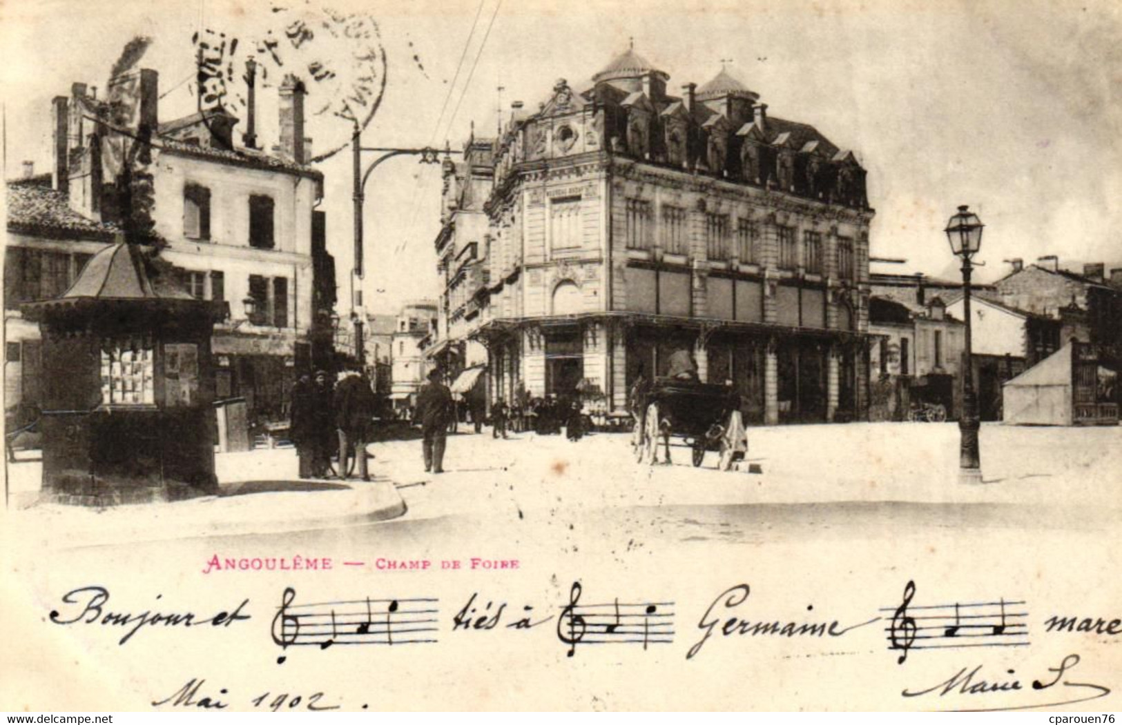 CPA 16] Charente > Angoulème Champ De Foire Carte Animée   Kiosque 1902 Timbre Et Cachet - Angouleme