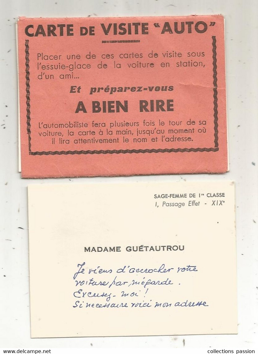 Farces Et Attrapes , CARTE DE VISITE AUTO ....et Préparez-vous A BIEN RIRE , 3 Cartes De Visite - Ohne Zuordnung