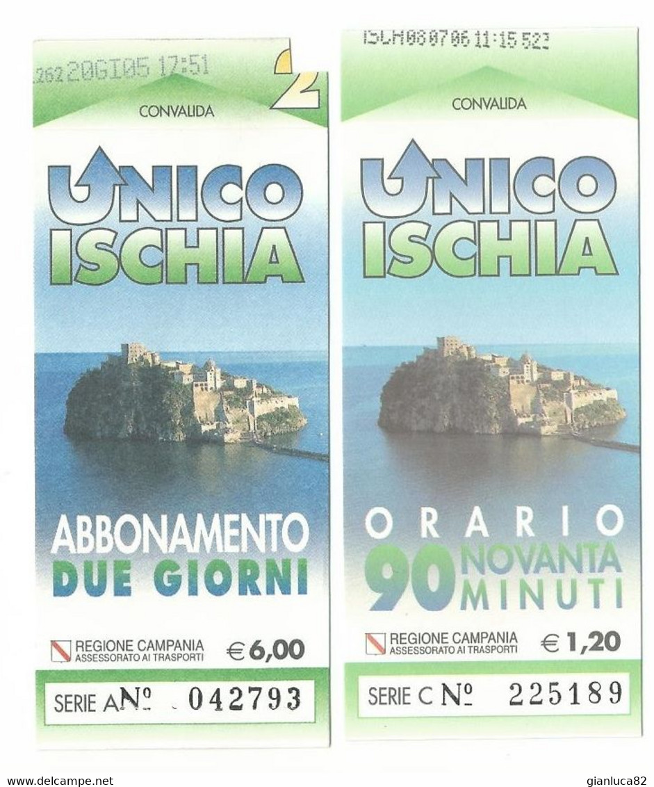 Lotto N. 2 Biglietti Unico Ischia (57) Come Da Foto Varie Tariffe - Europe