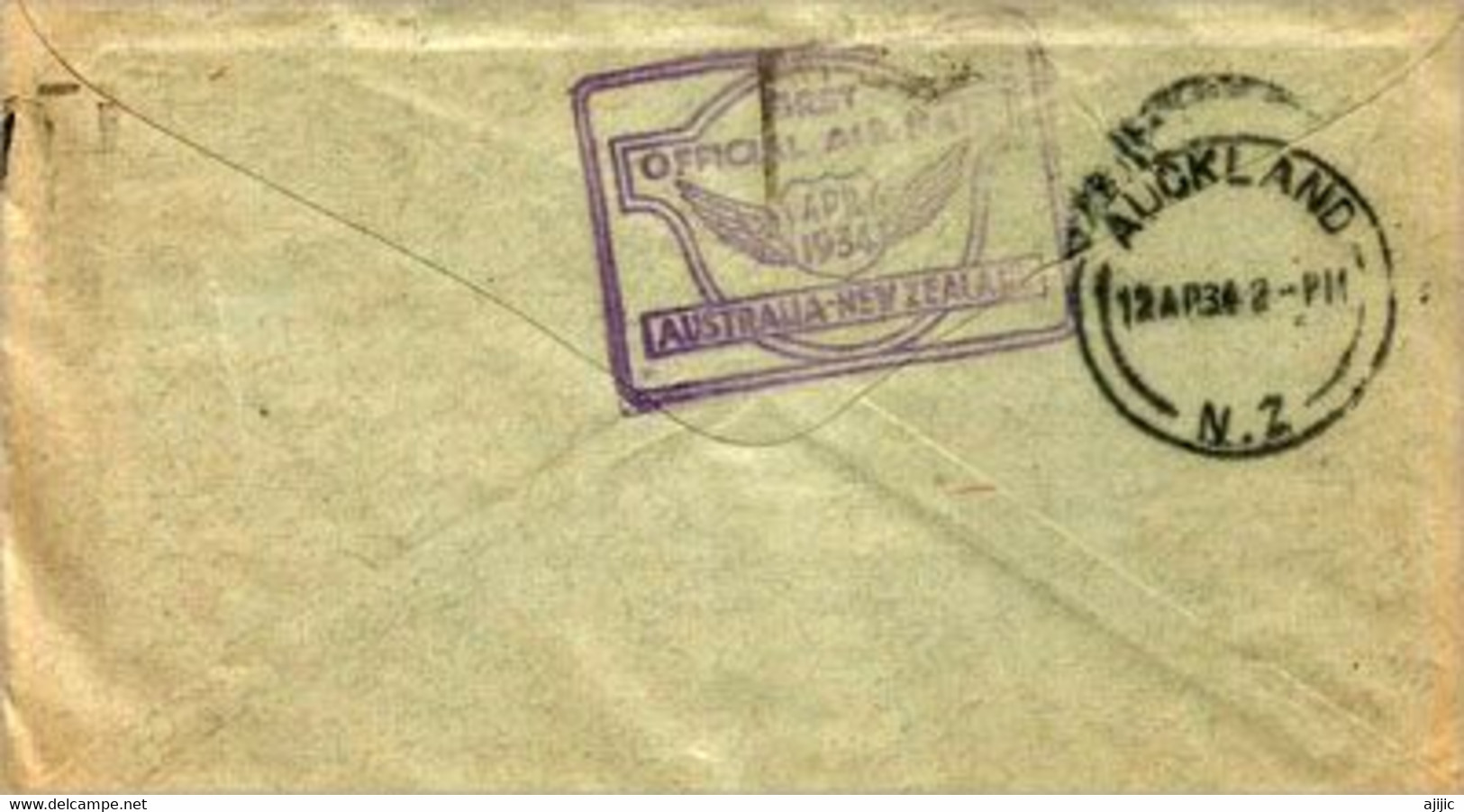 FIRST OFFICIAL AIR MAIL  AUSTRALIA To NEW-ZEALAND. 10 APRIL 1934. SYDNEY To AUCKLAND. (RARE-SCARCE) - Brieven En Documenten