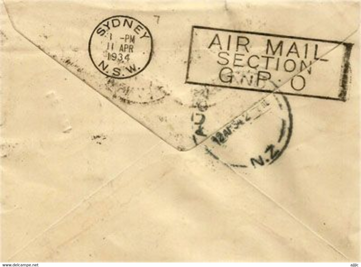 FIRST OFFICIAL AIR MAIL NEW-ZEALAND To AUSTRALIA 10 APRIL 1934. KAITAIA (N-Z)  To SYDNEY  (RARE-SCARCE) - Lettres & Documents