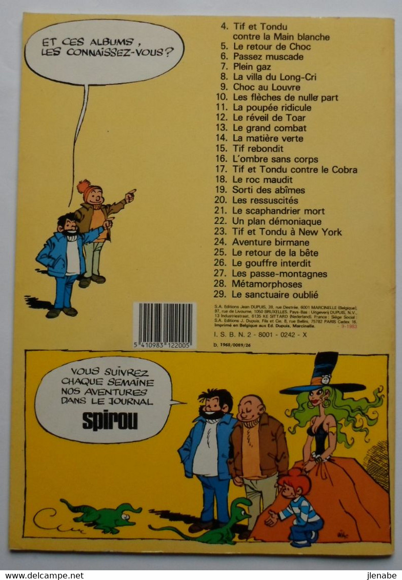 Tif Et Ton Du N°12 Le Réveil De Toar Réédit 1968 - Tif Et Tondu