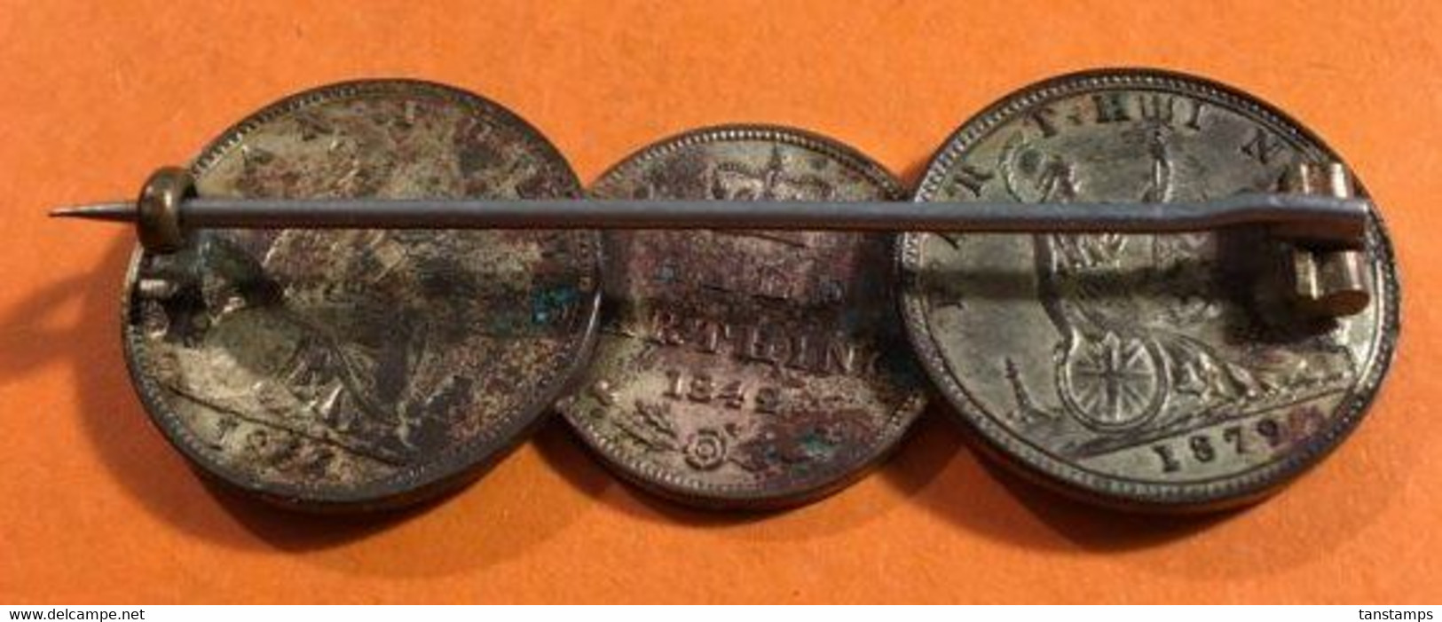 Antique Silver Plated Victorian Coin Brooch 2 & Half Farthings - Altri & Non Classificati