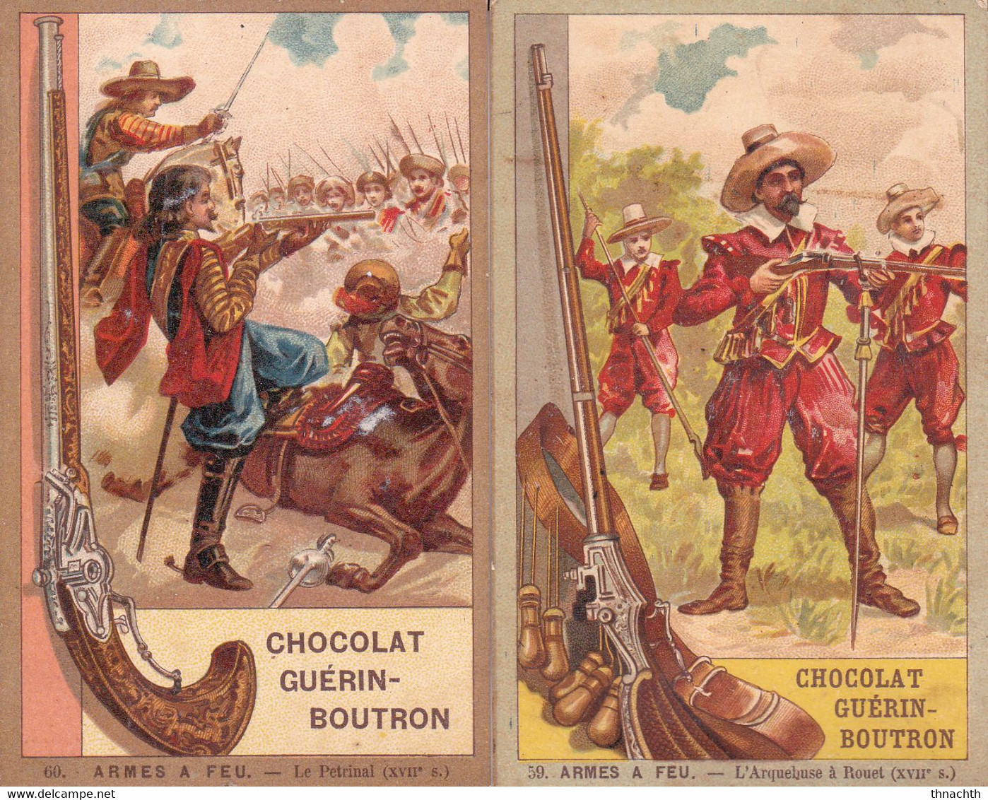 Chocolat Guerin Boutron Armes A Feux 2 Chromos - Guerin Boutron