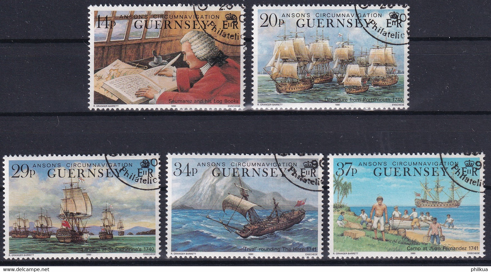 MiNr. 492 - 496  Großbritannien-Guernsey1990, 24. Juli. 250. Jahrestag Des Beginns Der Weltumseglung - Sauber Gestempelt - Maritime