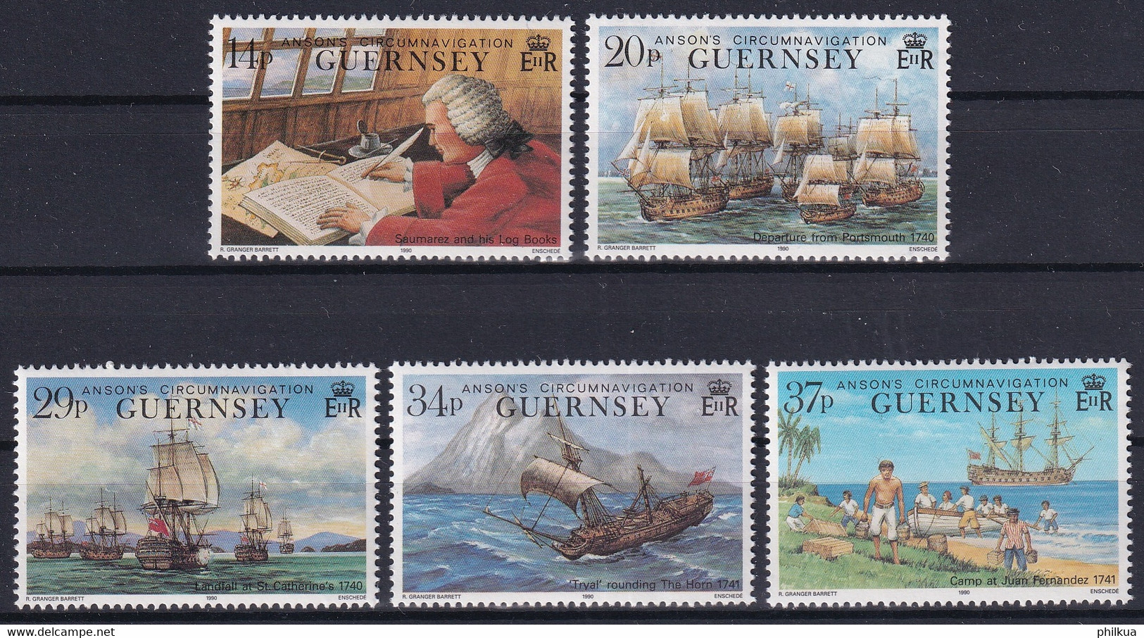 MiNr. 492 - 496  Großbritannien-Guernsey1990, 24. Juli. 250. Jahrestag Des Beginns Der Weltumseglung - Postfrisch/**/MNH - Maritime
