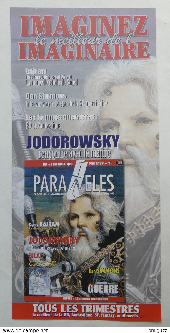 FLYERS PUBLICITAIRE PARALLELES JODOROWSKY GIMENEZ 1998 - Objets Publicitaires