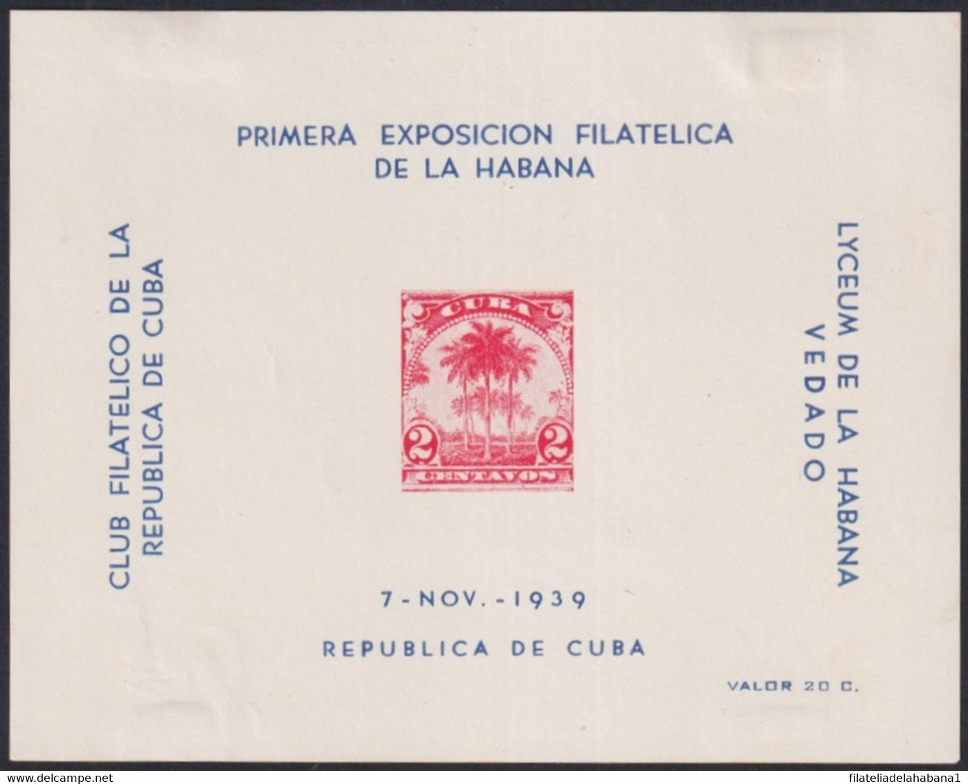 VI-513 CUBA REPUBLICA 1939 CINDERELLA FIRST PHILATELIC EXPO LYCEUM OF HAVANA. - Automatenmarken (Frama)