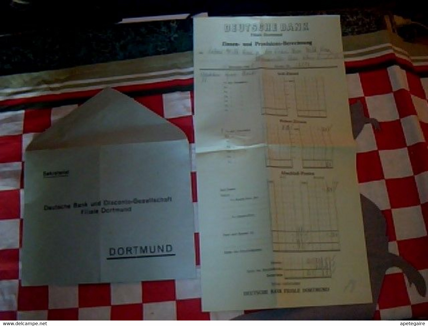 Dortmund  Allemagne Banque Enveloppe Avec Relevé Deutsche Bank Filiale De Dortmund 1938 - Banco & Caja De Ahorros