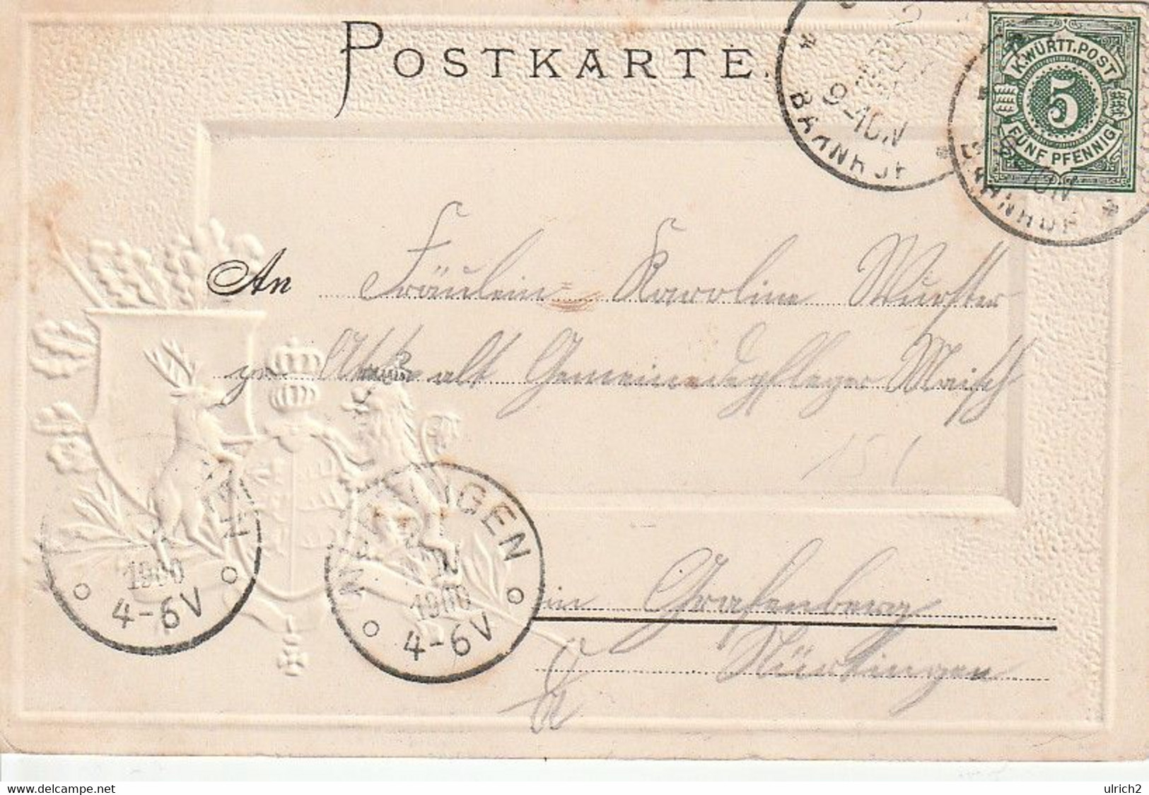 AK Stuttgart - Cannstatt - König Karlbrücke - Wappen - Litho Reliefdruck - 1900 (59689) - Stuttgart