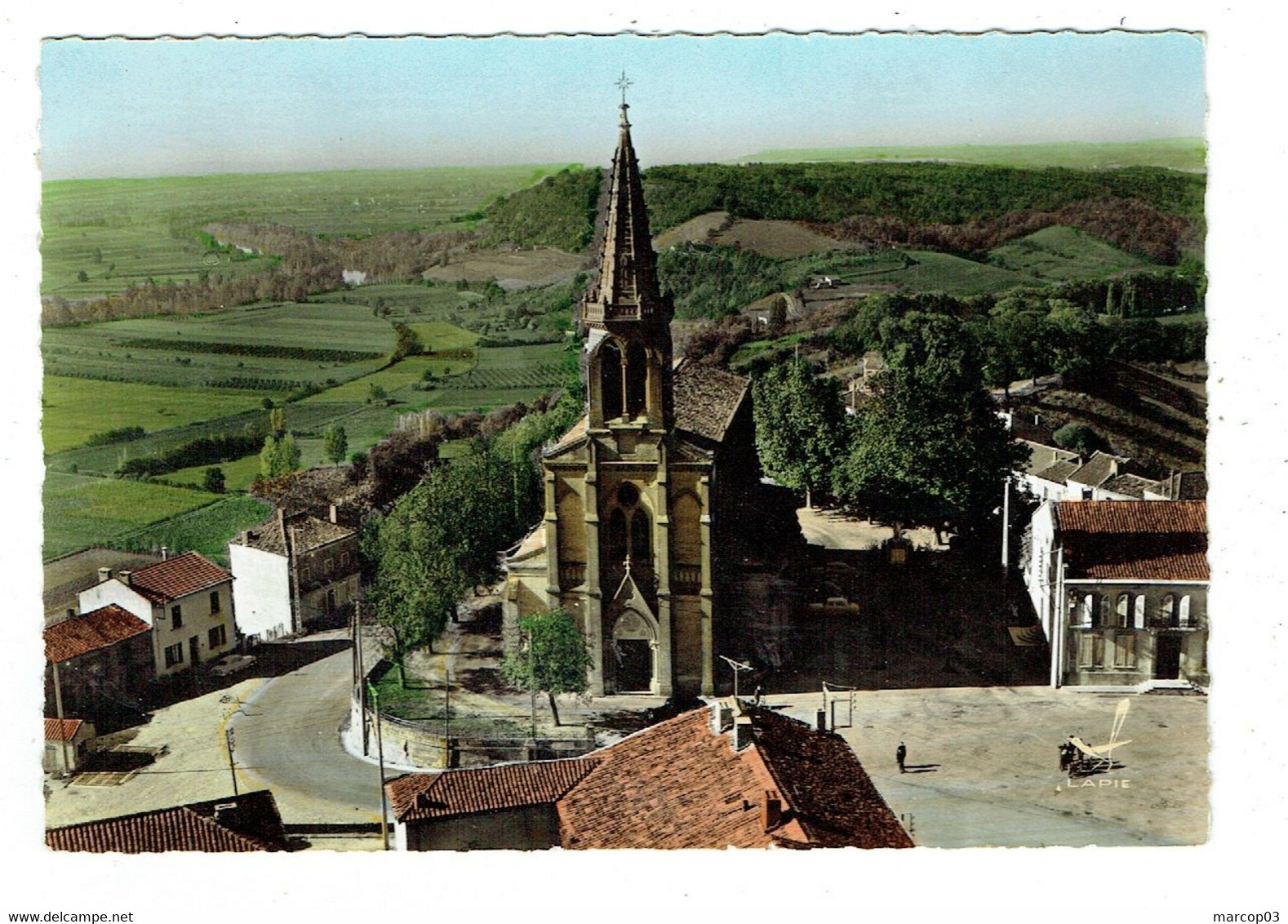 82 TARN ET GARONNE LAFRANCAISE L'Eglise EN AVION AU DESSUS DE... Plan Peu Courant - Lafrancaise