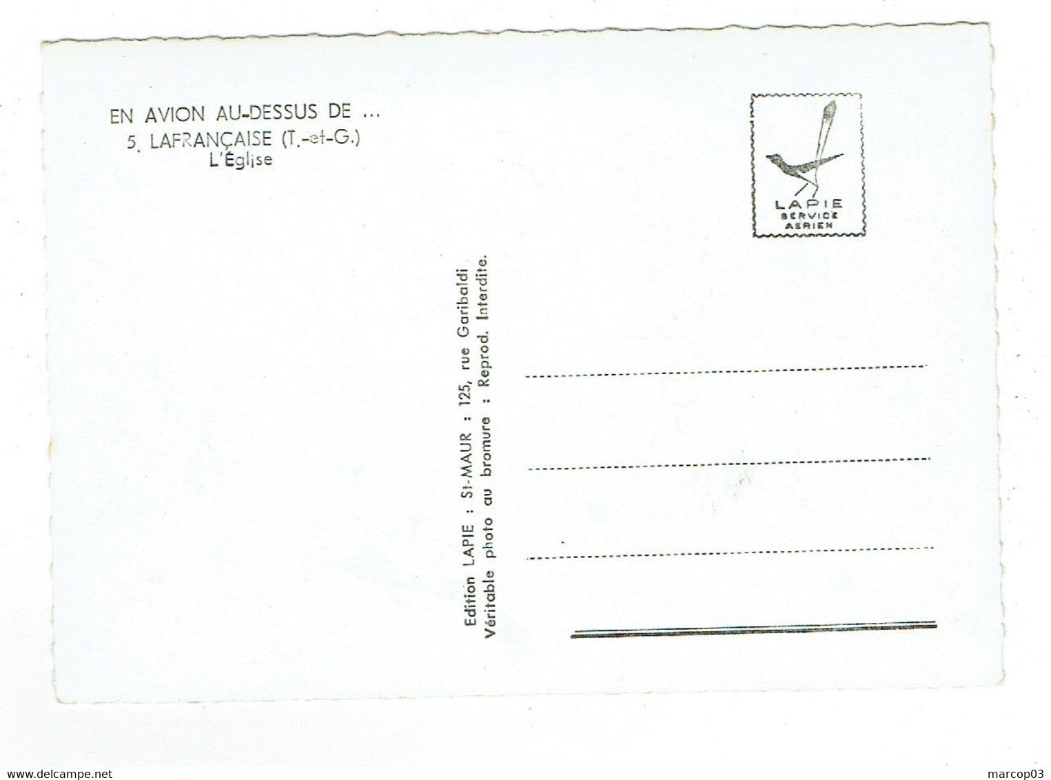 82 TARN ET GARONNE LAFRANCAISE L'Eglise EN AVION AU DESSUS DE... Plan Peu Courant - Lafrancaise