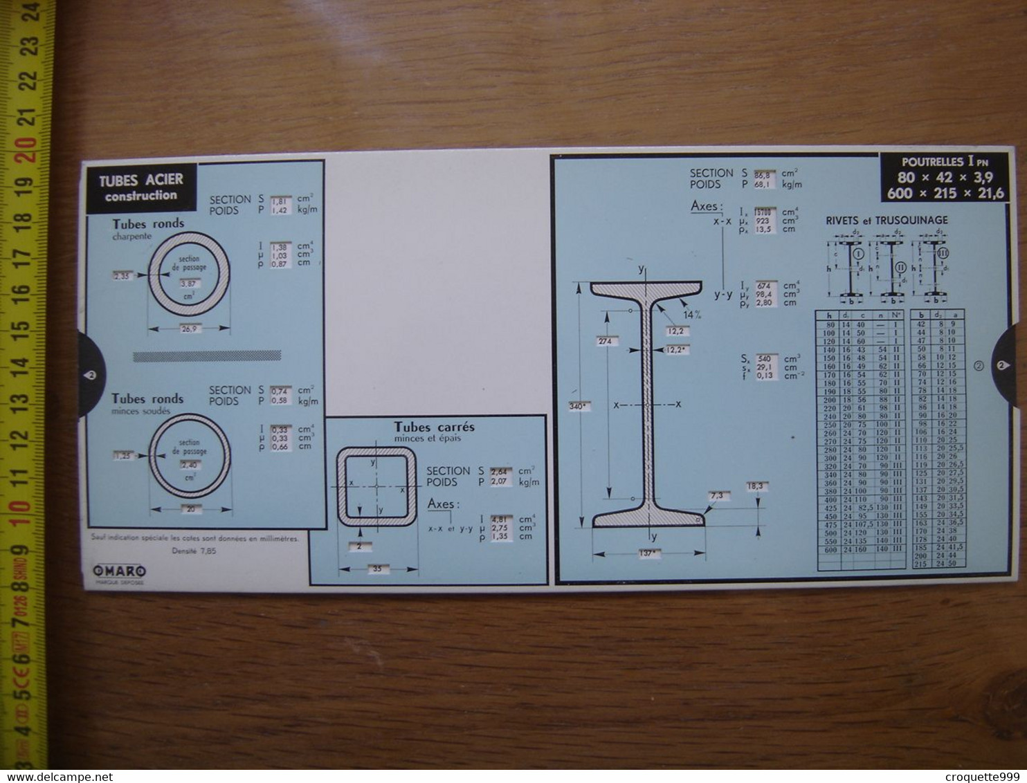Réglette Regle OMARO FERS U Ailes Inclinees Tubes Poutrelles Artisan METIER MESURE - Autres Plans