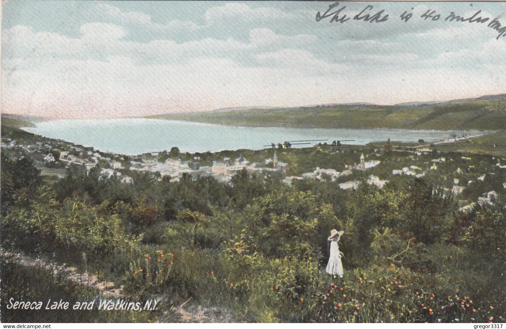 A8882) SENECA LAKE And WALKINS - New York - Mädchen In Wiese - VERY OLD ! - Adirondack