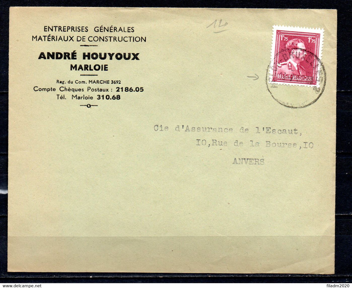 832 Op Brief Gestempeld ARLON - BRUXELLES - 1946 -10%