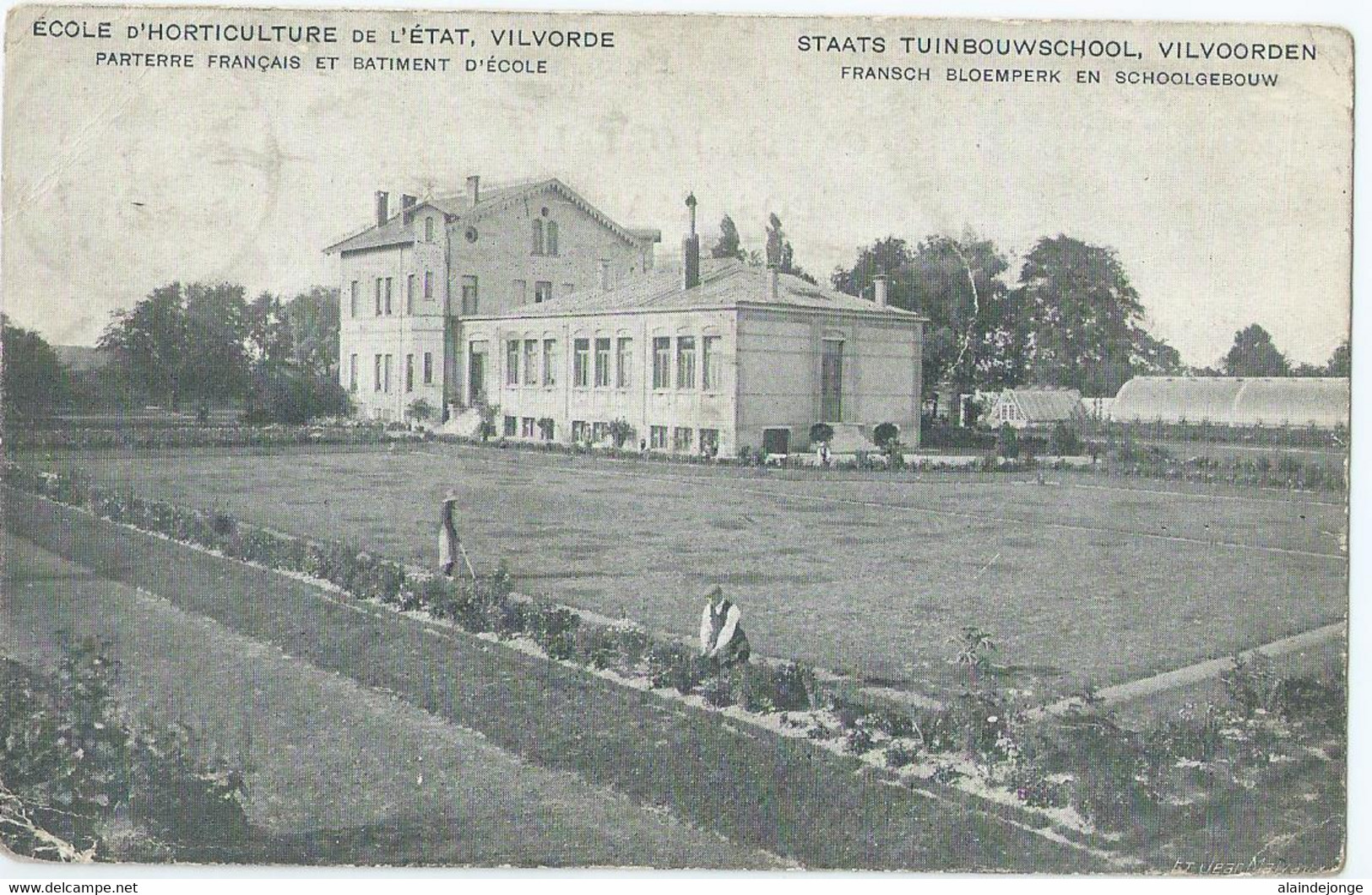 Vilvorde - Vilvoorde - Ecole D'Horticulture De L'Etat - Parterre Francais Et Batiment D'Ecole - 1911 - Vilvoorde