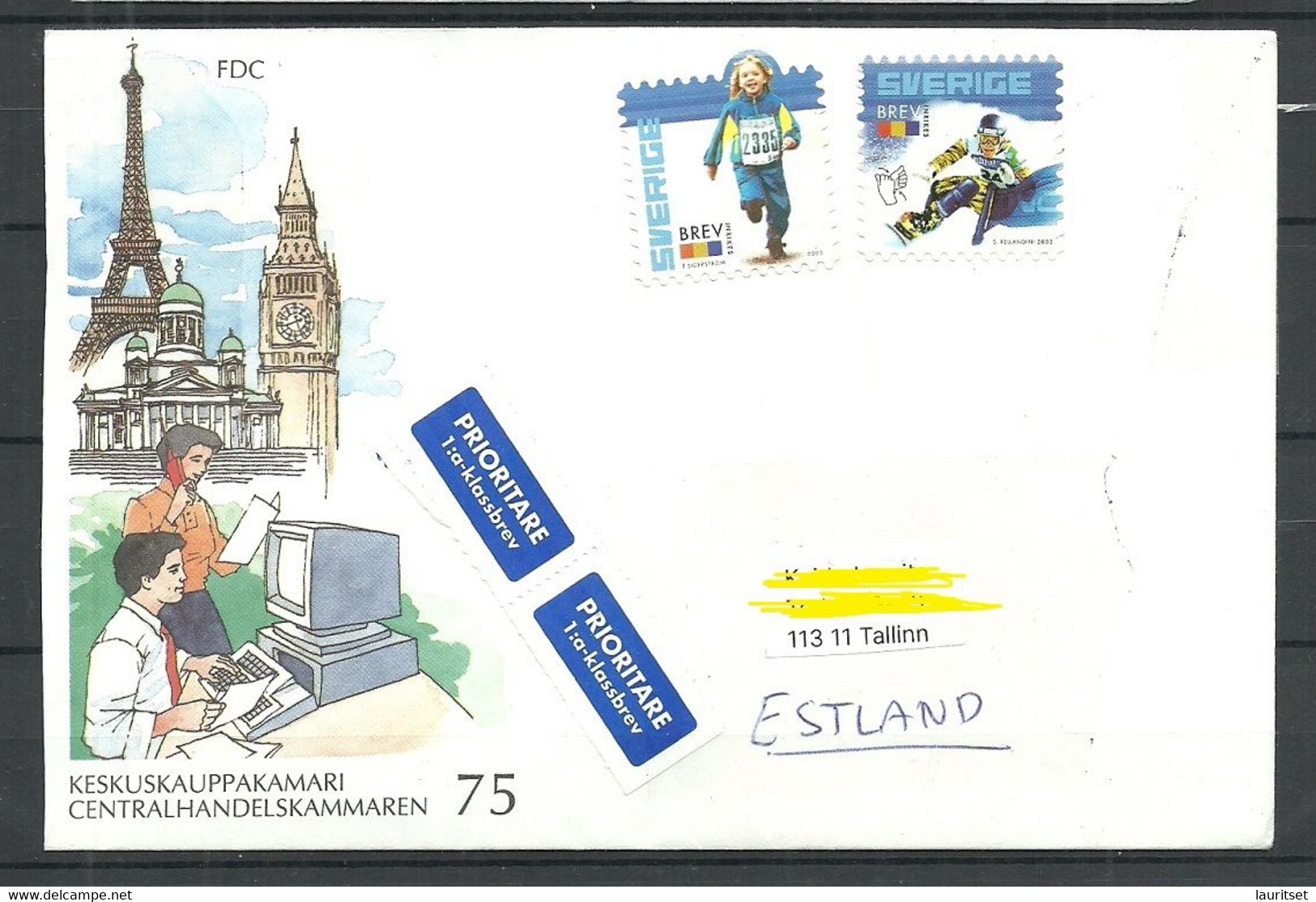 SCHWEDEN Sweden 2022 Air Mail Cover To Estonia Stamps Remained MINT! Sport - Storia Postale