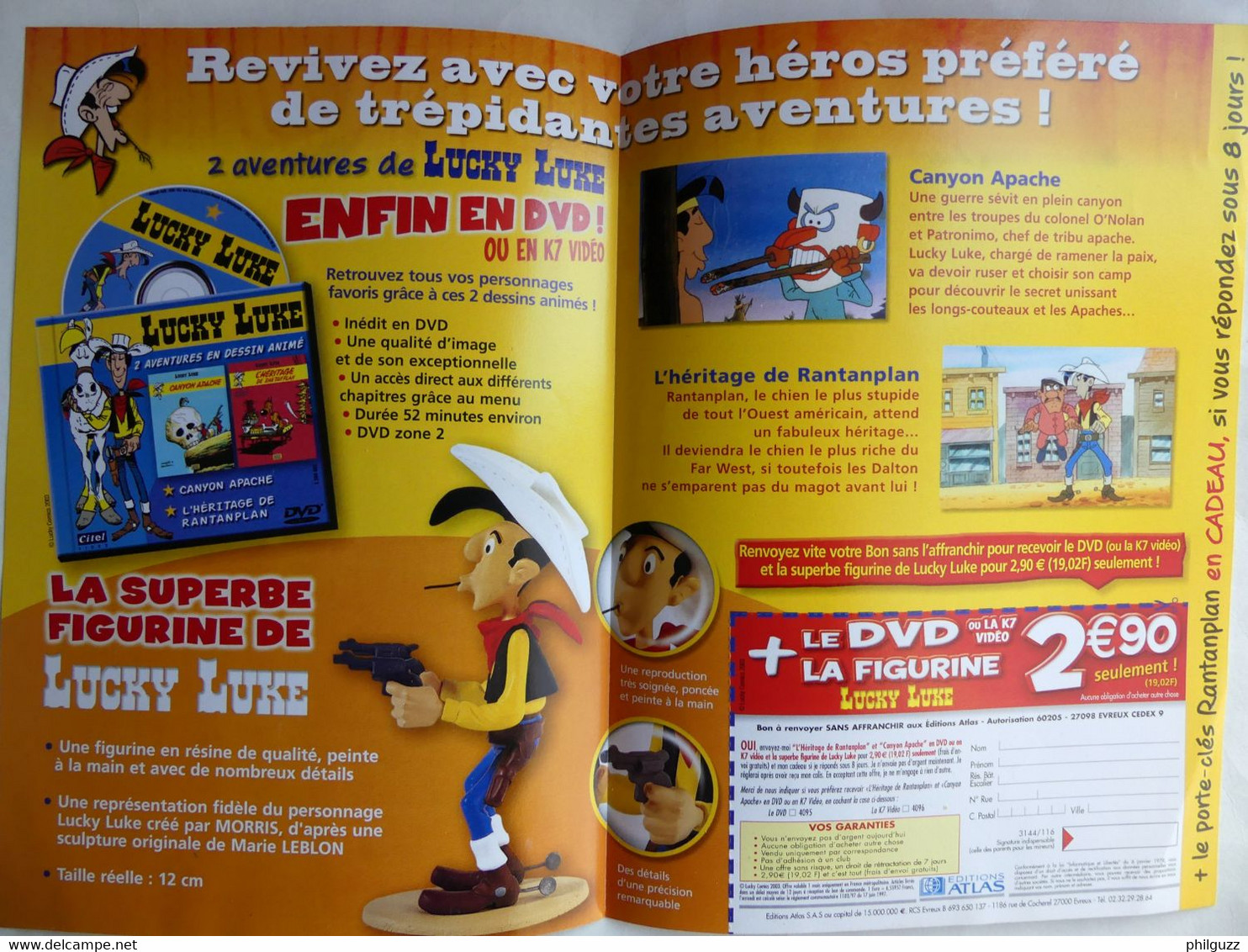 FLYERS  COLLECTION ATLAS LES FIGURINES LUCKY LUKE 2003 Grand - Objets Publicitaires