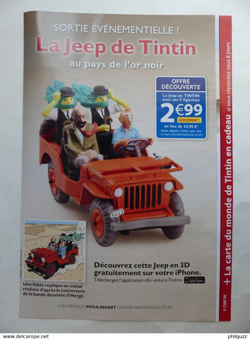 FLYERS VOITURES TINTIN ATLAS MOULINSART 2012 - Objets Publicitaires